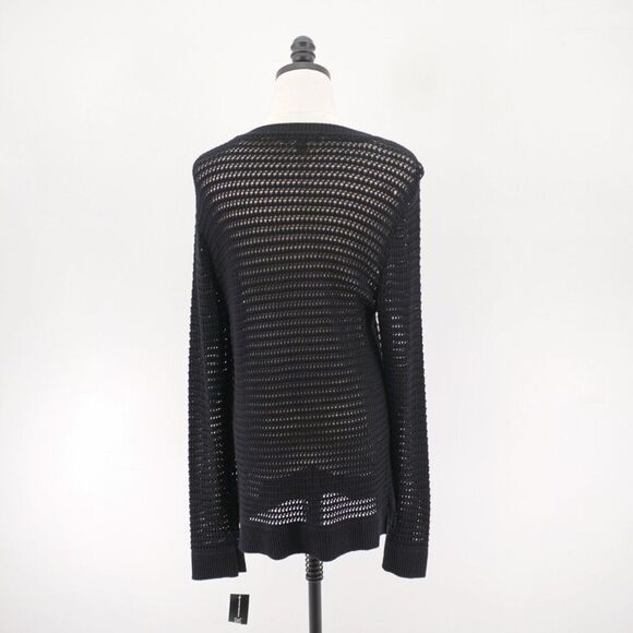 I.N.C. International Concepts Large Black Open Knit Scoop Neck Sweater - Picture 6 of 8